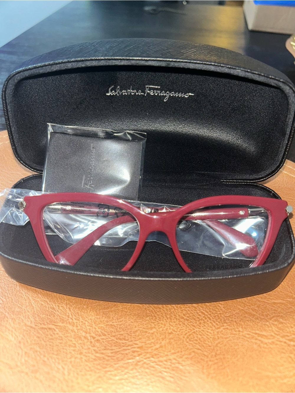 Salvatore Ferragamo Women's Burgundy Cat-Eye Glasses